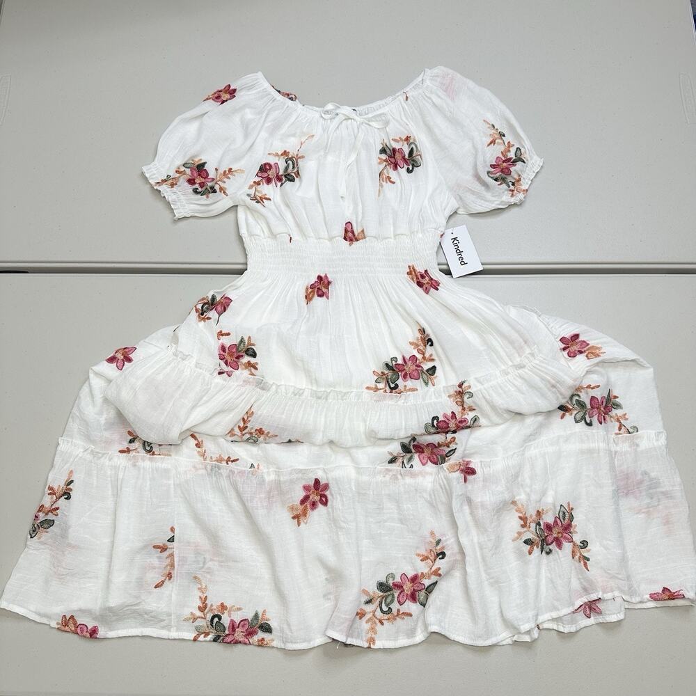 SOLD Anthropologie Kindred Women's Maxi Dress White Embroidered Lined Size Large